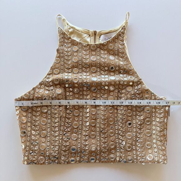 NWT Sani Tara Gold Mirror Embellished Halter Style Cropped Top Size XL *TOP ONLY - Picture 12 of 13